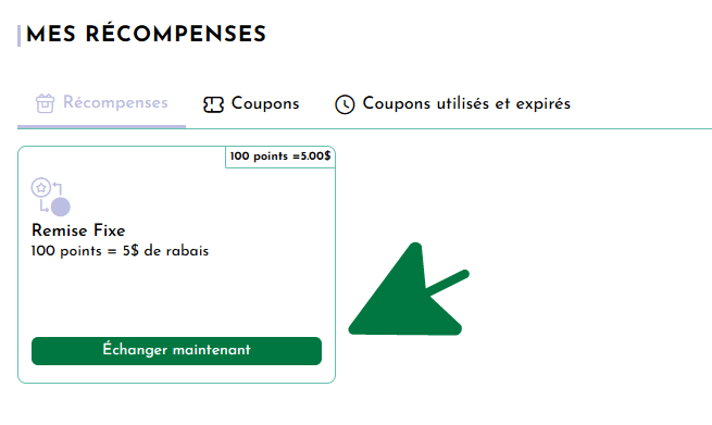 étape une Procédure point fidélité - coupon